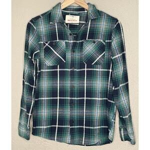 Urban Pipeline Boy's sz L Green Black Ultimate Flannel Plaid Button Down Shirt